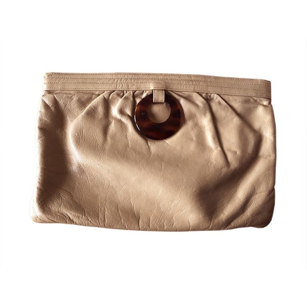 Vintage 80's Tan Leather Clutch